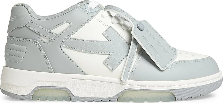 Men's Out Of Office Leather Sneakers - Grey White - Size 6
