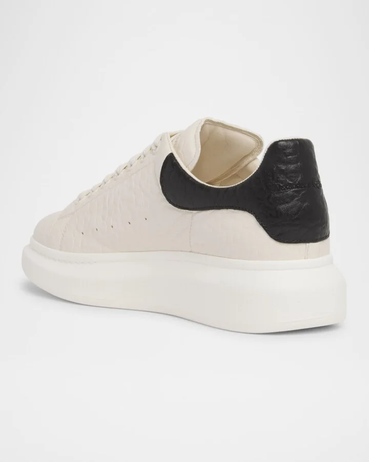 Men's Oversized Grainy Leather Low-Top Sneakers - Image 4