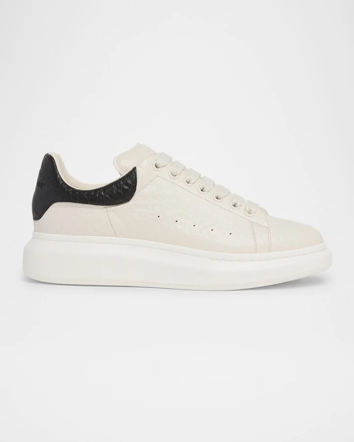 Men's Oversized Grainy Leather Low-Top Sneakers