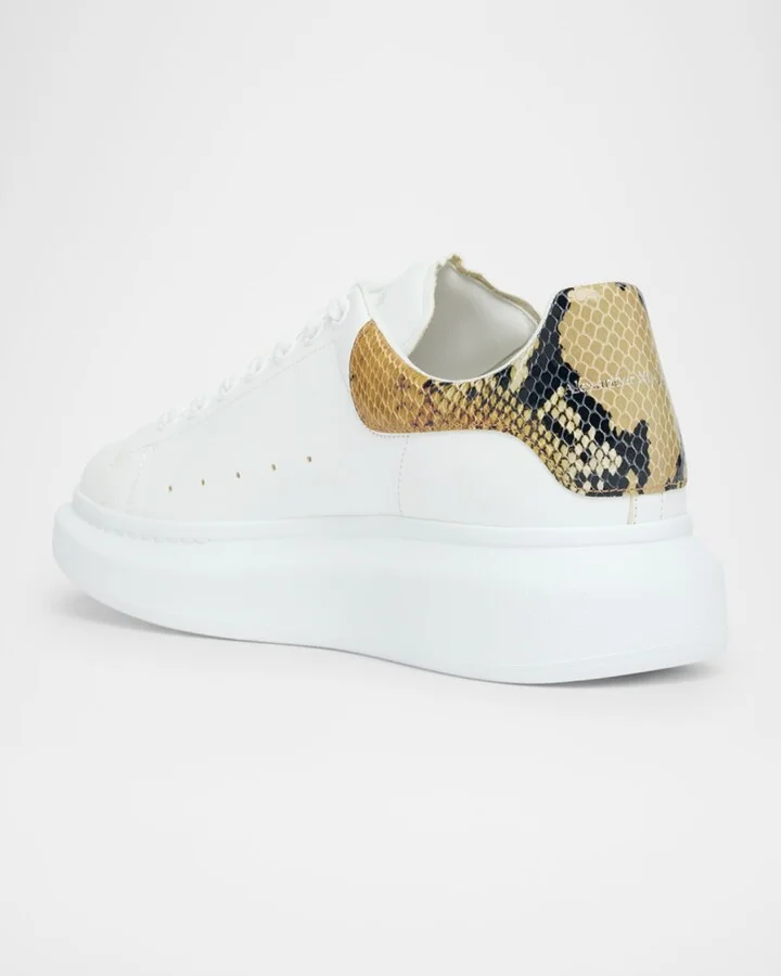 Men's Oversized Leather and Snake-Effect Low-Top Sneakers - Image 4