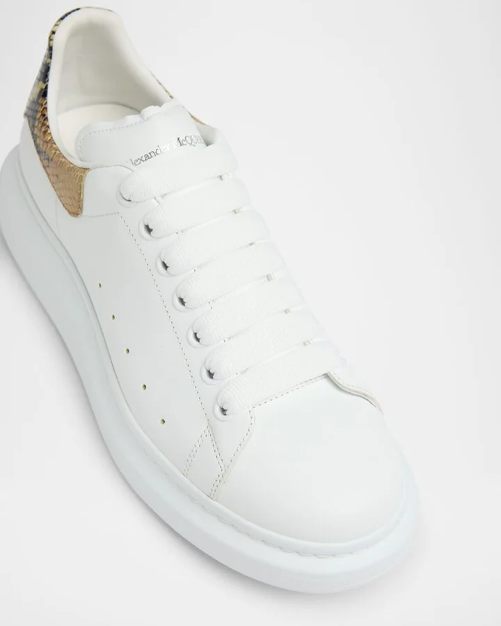 Men's Oversized Leather and Snake-Effect Low-Top Sneakers - Image 5