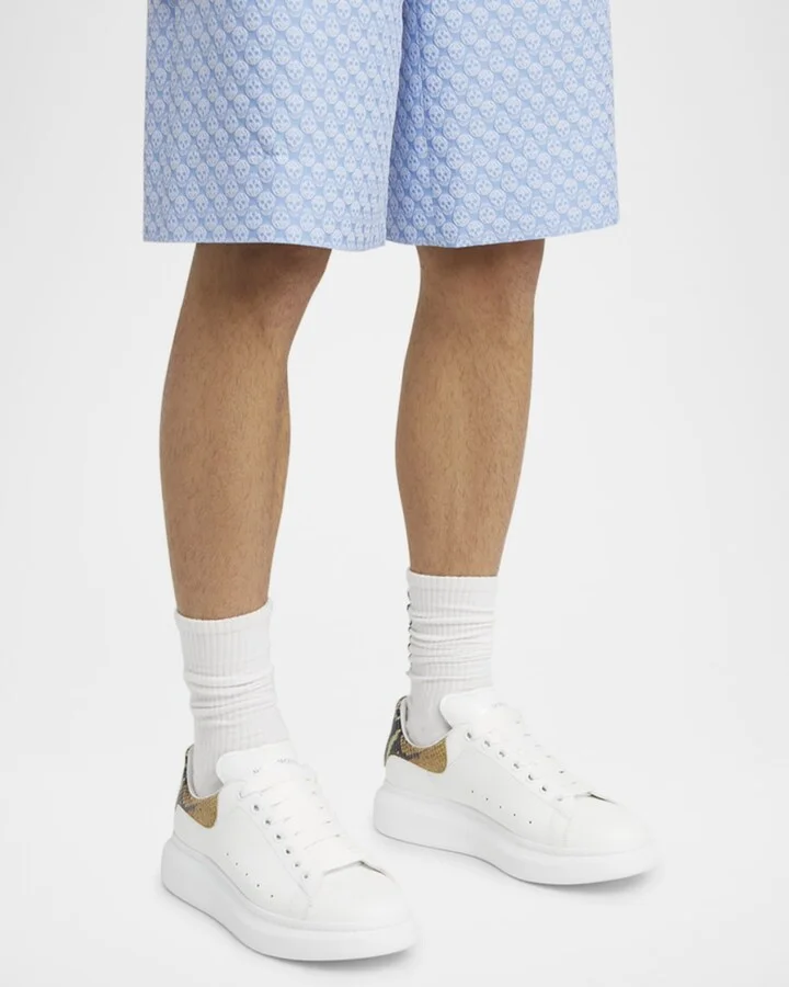 Men's Oversized Leather and Snake-Effect Low-Top Sneakers - Image 11
