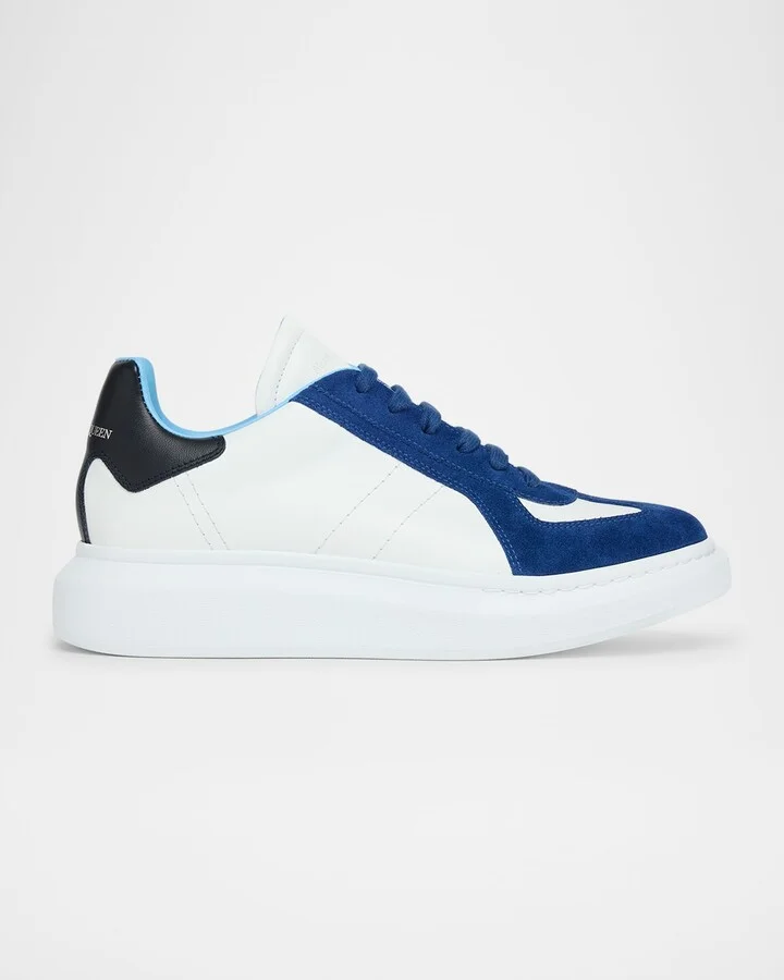 Men's Oversized Leather and Suede T-Toe Sneakers