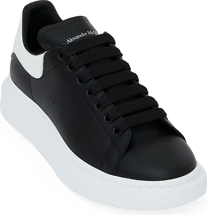 Men's Oversized Leather Platform Sneakers - Black White - Size 7.5 - Image 2