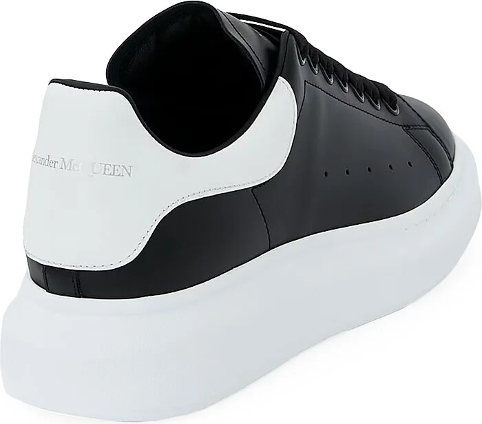 Men's Oversized Leather Platform Sneakers - Black White - Size 7.5 - Image 3