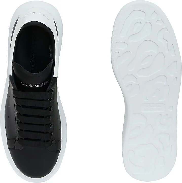 Men's Oversized Leather Platform Sneakers - Black White - Size 7.5 - Image 4