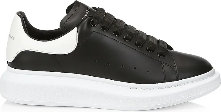 Men's Oversized Leather Platform Sneakers - Black White - Size 7.5
