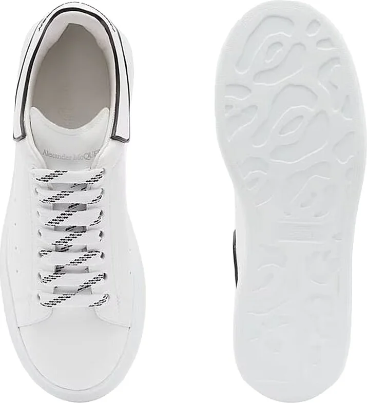 Men's Oversized Leather Platform Sneakers - White Black - Size 8.5 - Image 4