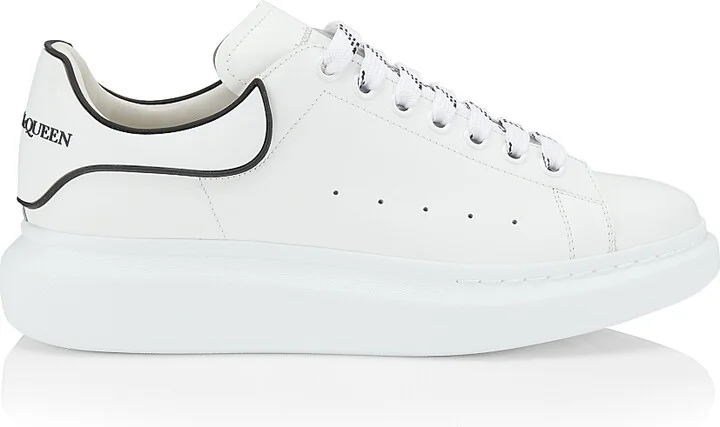 Men's Oversized Leather Platform Sneakers - White Black - Size 8.5