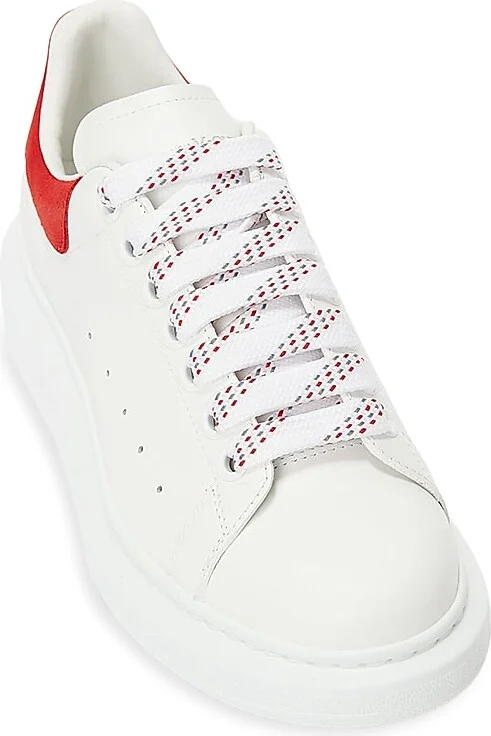 Men's Oversized Leather Platform Sneakers - White Lust Red - Size 9 - Image 3