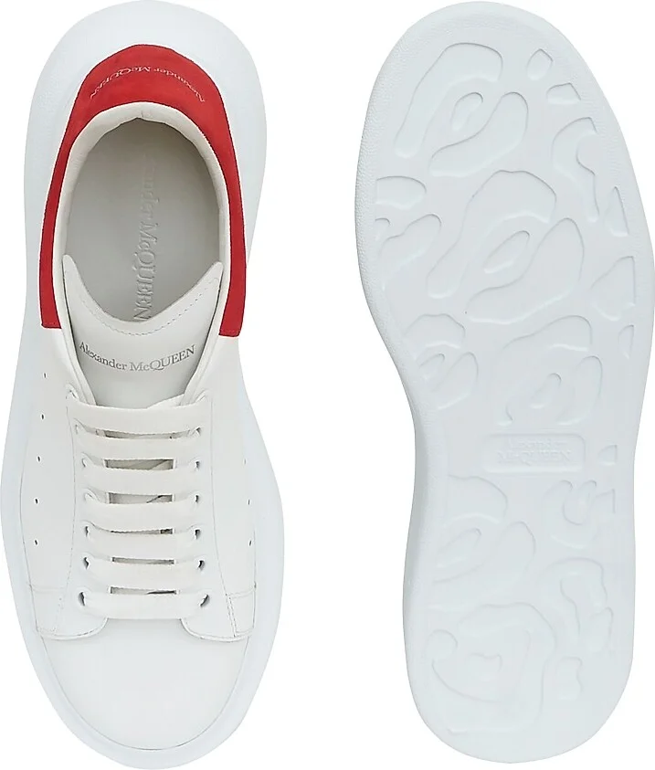 Men's Oversized Leather Platform Sneakers - White Lust Red - Size 9 - Image 4