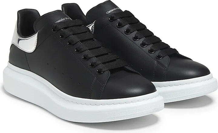 Men's Oversized Low-Top Leather Sneakers - Black Mirror - Size 7 - Image 2