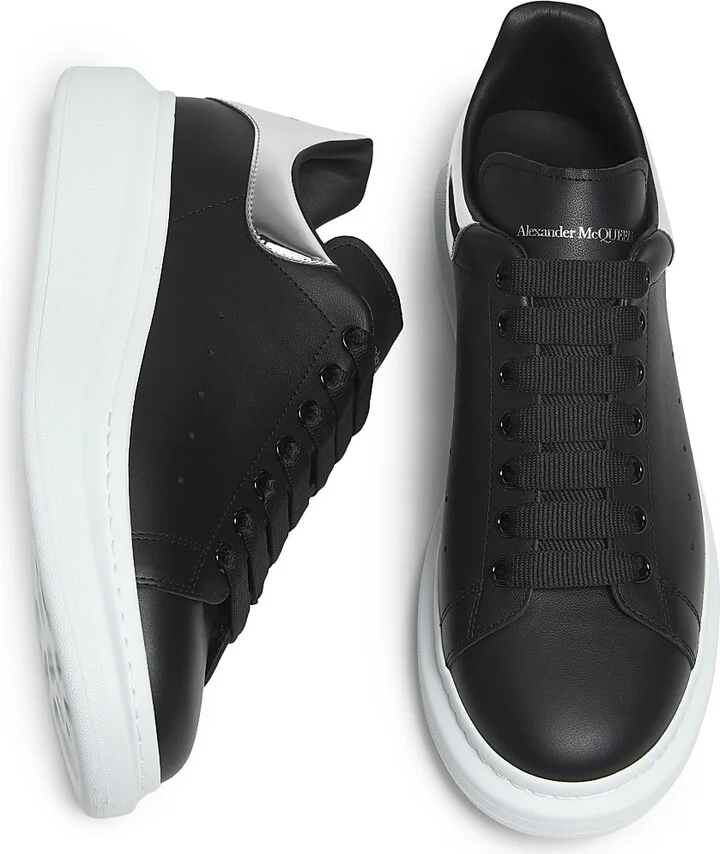 Men's Oversized Low-Top Leather Sneakers - Black Mirror - Size 7 - Image 4