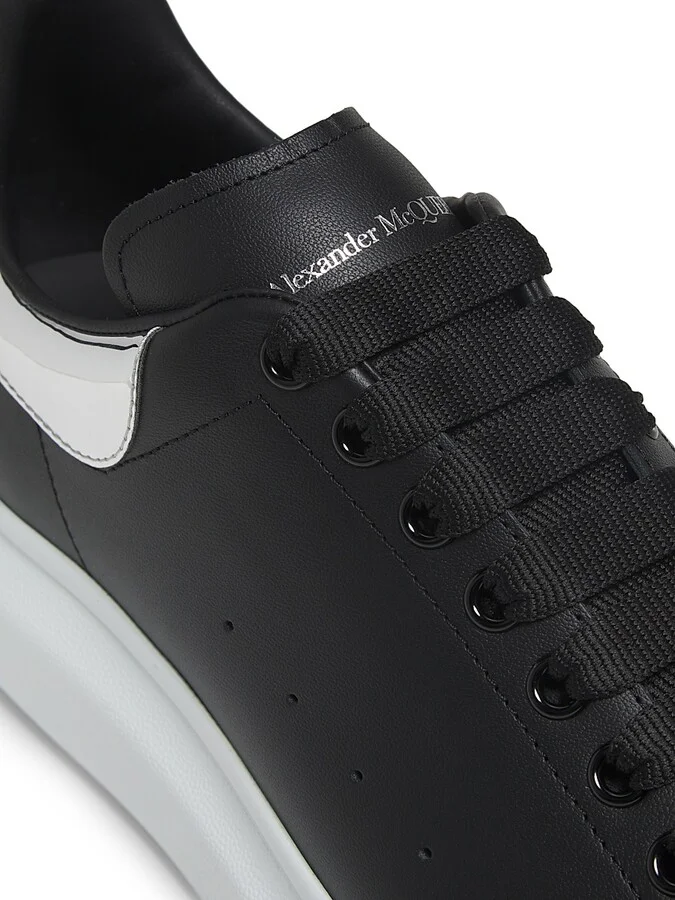 Men's Oversized Low-Top Leather Sneakers - Black Mirror - Size 7 - Image 5