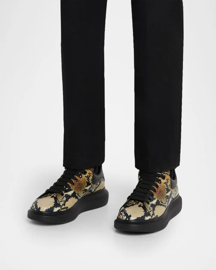 Men's Oversized Python-Effect Leather Sneakers - Image 3