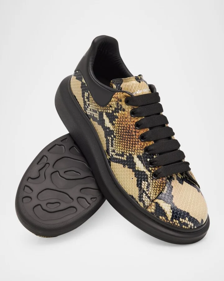 Men's Oversized Python-Effect Leather Sneakers - Image 4