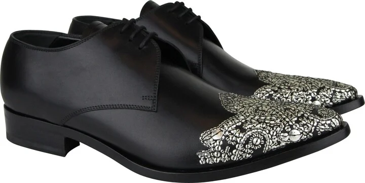 Men's Oxfords Black Leather Dress Shoes - Image 2
