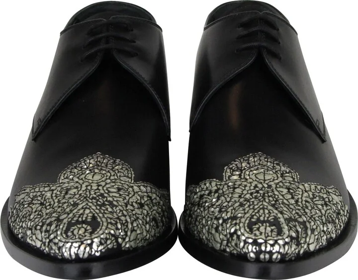 Men's Oxfords Black Leather Dress Shoes - Image 3
