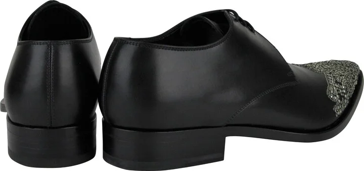 Men's Oxfords Black Leather Dress Shoes - Image 5