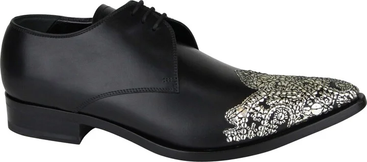 Men's Oxfords Black Leather Dress Shoes - Image 6