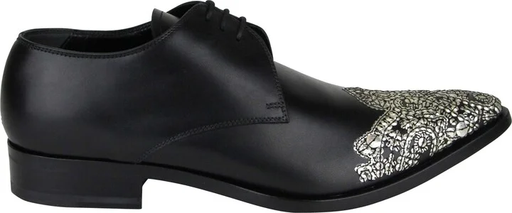 Men's Oxfords Black Leather Dress Shoes - Image 7