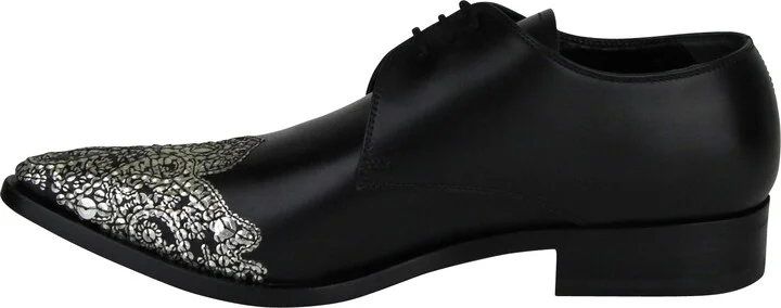 Men's Oxfords Black Leather Dress Shoes - Image 8