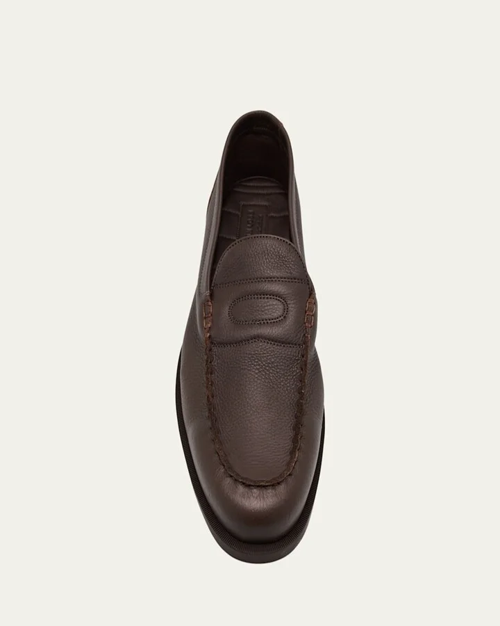 Men's Pace Grained Leather Penny Loafers - Image 3