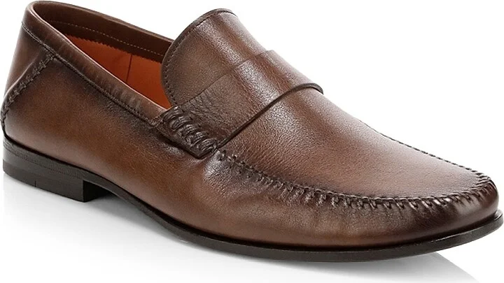 Men's Paine Leather Moccasin Loafers - Brown - Size 7 - Image 2