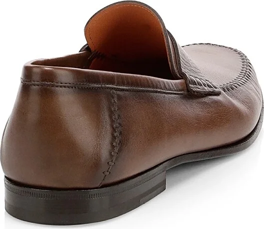 Men's Paine Leather Moccasin Loafers - Brown - Size 7 - Image 3