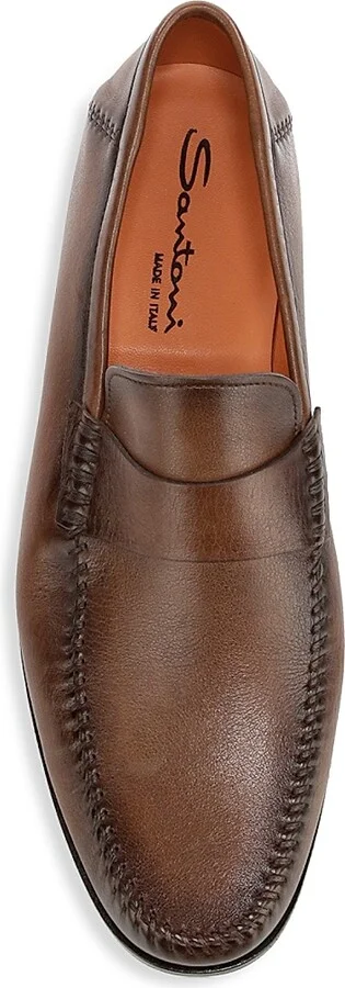 Men's Paine Leather Moccasin Loafers - Brown - Size 7 - Image 5