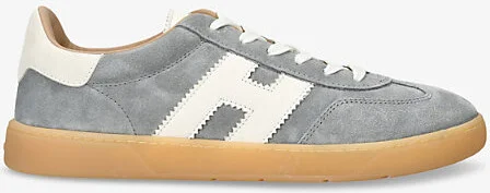 Mens Pale Blue Cool Logo-Patch Suede Low-Top Trainers Eur 45 / 11 Uk Men