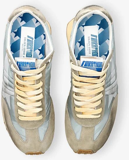 Mens Pale Blue Men's Marathon Runner Nylon and Suede Low-Top Trainers Eur 43 / 9 Uk Men - Image 2