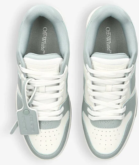 Mens Pale Blue Out Of Office Logo-Embroidered Leather and Recycled Polyester-Blend Low-Top Trainers Eur 45 / 11 Uk Men - Image 2