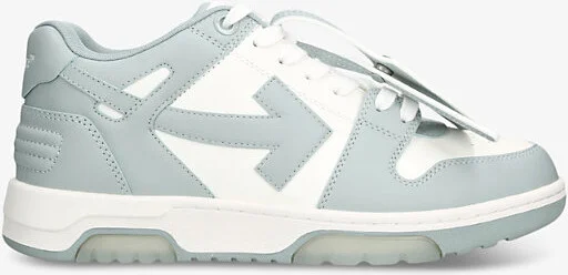 Mens Pale Blue Out Of Office Logo-Embroidered Leather and Recycled Polyester-Blend Low-Top Trainers Eur 45 / 11 Uk Men