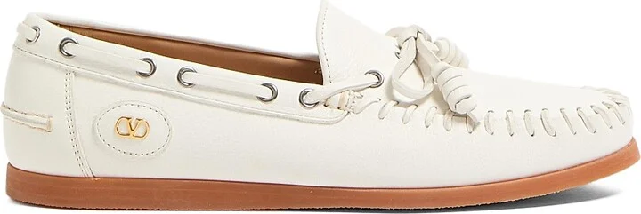 Men's Palm Avenue Buffalo Leather Boat Shoes - Ivory - Size 10