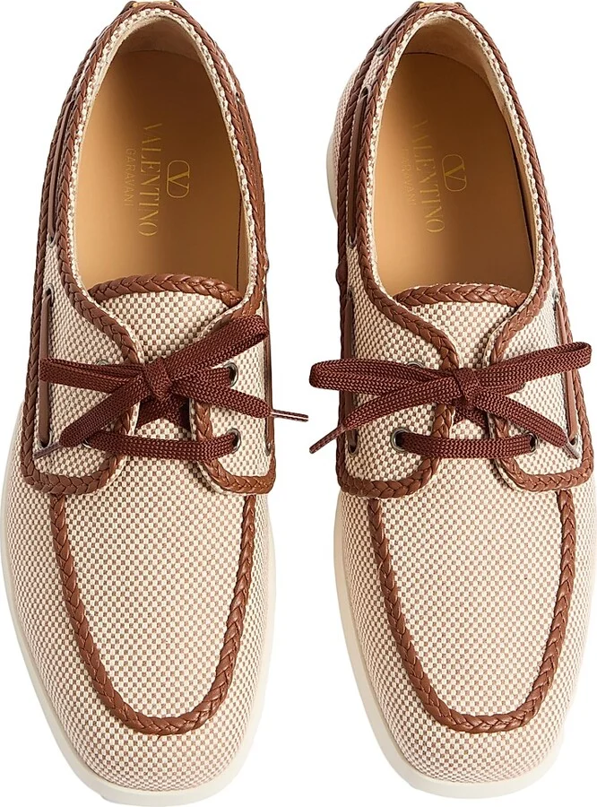 Men's Palm Avenue Canvas and Nappa Boat Shoes - Beige - Size 9 - Image 4