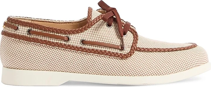 Men's Palm Avenue Canvas and Nappa Boat Shoes - Beige - Size 9