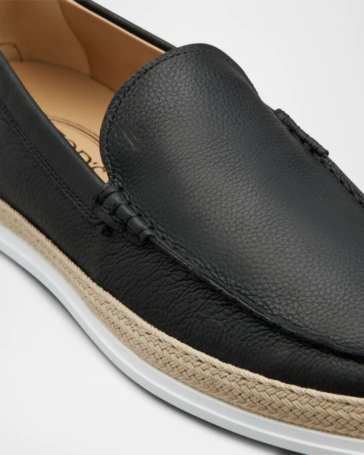 Men's Pantofola Gomma Rafia TV Leather Loafers - Image 3