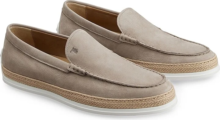 Men's Pantofola Leather & Raffia Loafers - Dark Stone - Size 8 - Image 2
