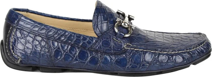 Men's Parigi Dark Blue Crocodile Horsebit Loafers - Image 6