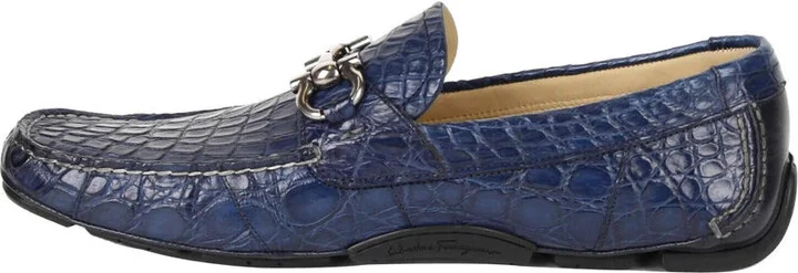 Men's Parigi Dark Blue Crocodile Horsebit Loafers - Image 7