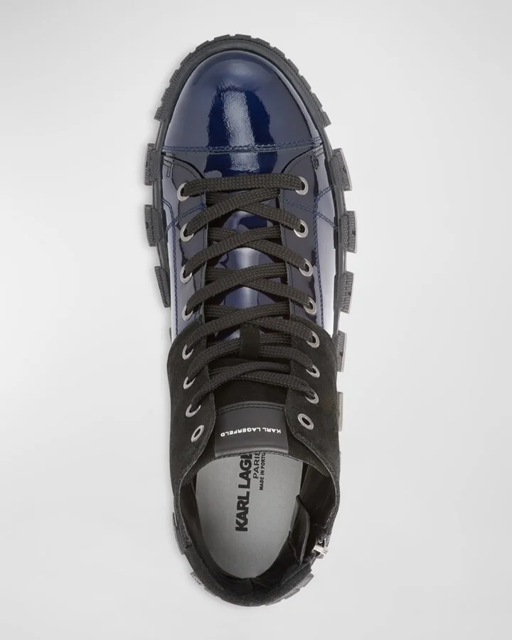 Men's Patent and Suede Zip High-Top Sneakers - Image 4