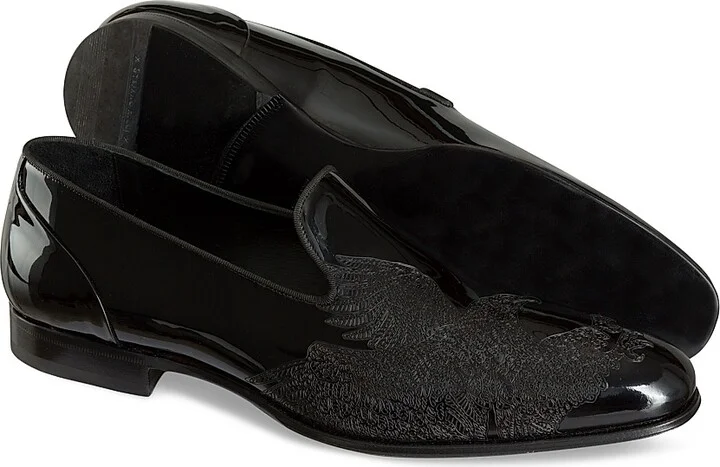 Men's Patent Calfskin Dress Shoes - Black - Size 5 - Image 2