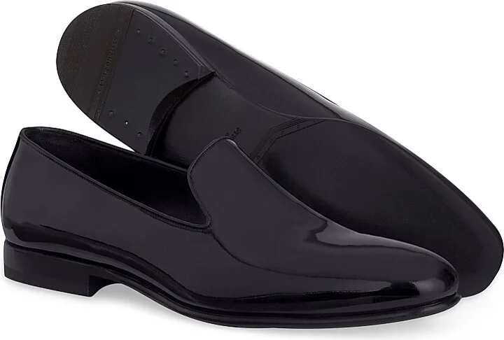 Men's Patent Calfskin Dress Shoes - Black - Size 7 - Image 3