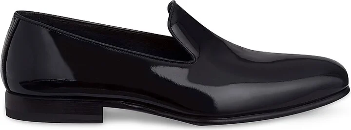 Men's Patent Calfskin Dress Shoes - Black - Size 7