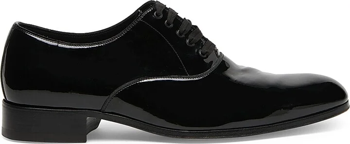 Men's Patent Lace-Up Oxfords - Black - Size 10