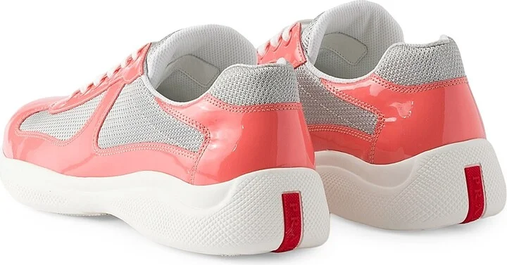 Men's Patent Leather and Technical Fabric Prada America's Cup Sneakers - Light Orange - Size 9 - Image 3