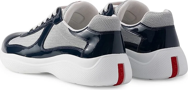 Men's Patent Leather and Technical Fabric Prada America's Cup Sneakers - Light Orange - Size 9 - Image 6