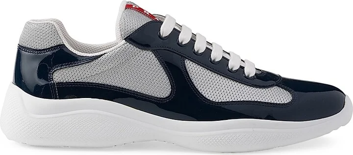 Men's Patent Leather and Technical Fabric Prada America's Cup Sneakers - Light Orange - Size 9 - Image 8
