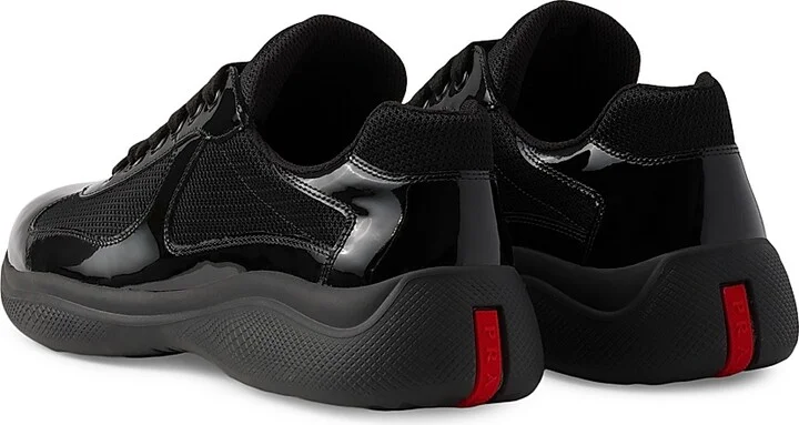 Men's Patent Leather and Technical Fabric Prada America's Cup Sneakers - Light Orange - Size 9 - Image 10